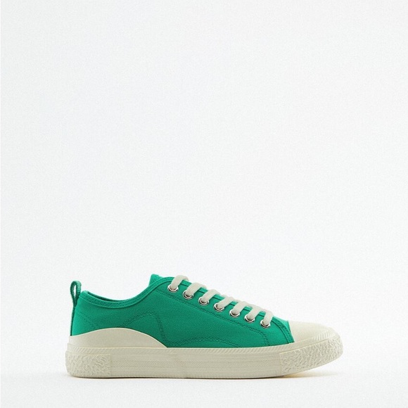 Zara Canvas Athletic Sneakers - Green - Picture 4 of 6